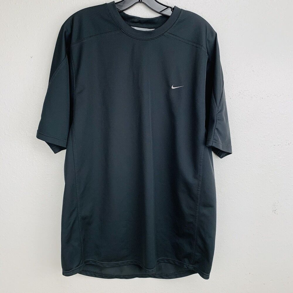 Vintage Nike Charcoal Tee Size XL GRAY TAG Y2K Mesh Crew Neck Swoosh Logo